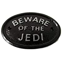Artisan Placa de pared o valla con texto &quot-Beware of the Jedi Garden con texto en relieve plateado